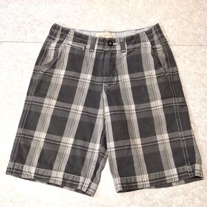 American Eagle AE Men’s Gray Plaid Long Board Shorts, Size 30 - 100% Cotton